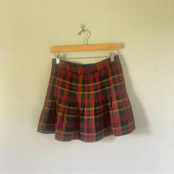 Vintage plaid pleated mini skirt women’s medium preppy collegiate dark academia - Picture 2 of 7